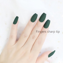 Unhas falsas coloridas cabeça quadrada longa e da moda mais recente 24 peças cor verde fosco a622 2024 - compre barato