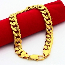 Massive Mens Flat  Solid Yellow Gold Filled Bracelet Link Chain 8.3" 2024 - buy cheap