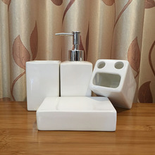 Набор керамических изделий для ванной комнаты, набор из 4 предметов, набор для производства ванной комнаты с мыльницей, чашка с полосками, щетка, зубная чашка 2024 - купить недорого