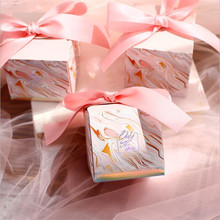 Caja de marquesina de estampado en caliente con cinta para Baby Shower, caja de regalo para fiesta de cumpleaños para invitados, caja de recuerdo de Bombonera diy 2024 - compra barato