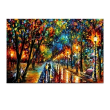 100%Handmade Modern Palette Knife Park Street Oil Painting On Canvas Art Pictures For Room Decor Wall Oil Paintings No Frame 2024 - buy cheap