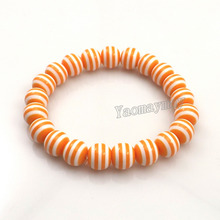 Pulseras con cuentas elásticas de resina para estudiantes, pulseras con rayas de cebra naranja, 24 unids/lote 2024 - compra barato