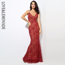 LOVE&LEMONADE  Deep V Neck Open Back Flower Ribs Long Dresses Red/Silver/Gold/Navy  LM80386 2024 - buy cheap