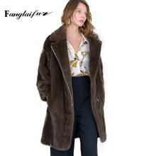 Fang Tai Fur 2019 Import Copenhagen Velvet Mink Fur Coat Turn-Down Collar Medium Zippers locomotive Style Real Mink Fur Coats 2024 - buy cheap