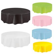 PEVA-Mantel de satén liso desechable, cubiertas de mesa Redondas de Plástico de Color sólido, tela para decoración del hogar, 84 pulgadas 2024 - compra barato
