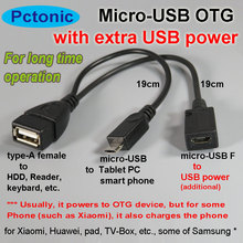 Хост-кабель pctonс Micro-USB, OTG, 2 в 1, жесткий диск, мобильный жесткий диск с дополнительным зарядным кабелем для xiaomi Huawei 2024 - купить недорого