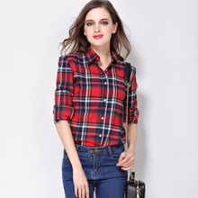 Brand women's blouses 2018 new 100% cotton flannel plaid shirt female long sleeve casual plus size shirts women tops blouse xxxl 2024 - buy cheap