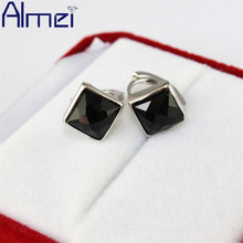Almei 15%Off 2017 Stud Earrings for Women Silver Color Jewelry Korean Style Black Earring for Fashion Woman New Year Gifts Y040 2024 - buy cheap