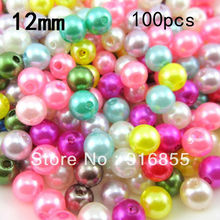 12 mm aleatória Mixed imitação de pérolas redondas Beads dia. Contas Loose para DIY 2024 - compre barato