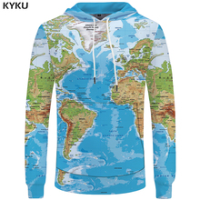 KYKU Brand World Map Sweatshirts Earth Sweat shirt Funny 3d hoodies  Mens Clothing Men Cool Anime Hoody Man 2024 - buy cheap