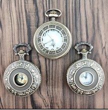 Reloj de bolsillo Retro Zodíaco de constelaciones de bronce antiguo medio cazador con agujeros relojes de bolsillo de cuarzo regalo 2024 - compra barato
