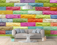 Papel de parede personalizado 3d criativo colorido tijolo estilo fundo parede 2024 - compre barato