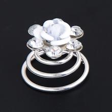 Hot 5 Pcs Wedding Bridal Hair Pins Beauty Turnbuckle Snail Rose Flower Crystal Silver Color Women Hair Clips Wedding Jewelry 2024 - buy cheap