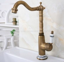 Bathroom Faucet Antique Brass Basin Faucet Deck Mounted Single Handle Single Hole Hot And Cold Water Tap znf606 2024 - buy cheap
