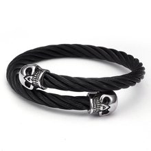 Pulseira punk de esqueleto, pulseira masculina e feminina de aço inoxidável com corrente de caveira 2024 - compre barato