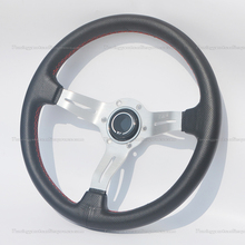 Высокое качество заклепки рулевое колесо маленькие отверстия кожа 350 мм серебряное спицевое рулевое колесо универсальное ND Автомобильное рулевое колесо 2024 - купить недорого