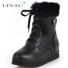 Lseilly-Botines cálidos con plataforma y tacón oculto para mujer, botas para la nieve con cordones y punta redonda, informales, cómodas, E72, invierno, 2018 2024 - compra barato