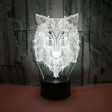 New Wolf 3d Light 7Color Touch Remote Led Visual Lamp Creative Animal Christmas decorations gift for baby room lights wholesale 2024 - buy cheap