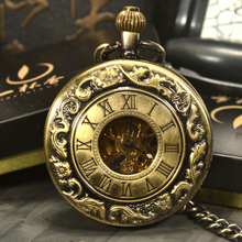 TIEDAN Vintage Antique Bronze Classic Chain Fashion Steampunk Skeleton Mechanical Pocket Watch Men Necklace 2024 - buy cheap