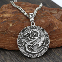 Men Viking dragon Sekira Legendary Aegishjalmur Amulet Nordic Talisman pegan Pendant Necklace Silver Chain 2024 - buy cheap