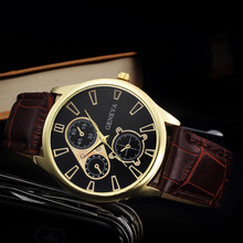 GEMIXI Ретро дизайн кожаный ремешок Аналоговый сплав кварцевые наручные часы Мужские часы Прямая поставка 2024 - купить недорого