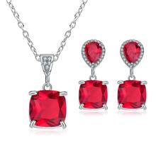 Geometric Square Cubic Zircon With Necklace Drop Earring For Women Statment Engagement Crystal Jewelry Set Drop shipping 2024 - buy cheap