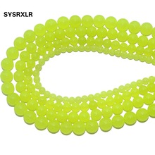 Contas de pedra natural para colar diy, contas de calcedônia verde fluorescente para fazer joias 6 8 10 12 mm de fio 2024 - compre barato
