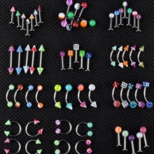 60Pcs/Lot Mixed Surgical Stainless Steel Eyebrow Navel Belly Nose Barbell Lip Tongue Ring Body Piercing Jewelry Wholesale 2024 - buy cheap