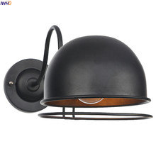 IWHD Preto De Metal De Ferro Retro Luzes de Parede Para O Quarto de Casa Espelho Espelho de Luz Industrial Do Vintage Lâmpada de Parede LEVOU Pared Aplique