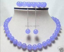 Free Shipping>>>>>Exquisite 10mm Lavender stone Round Beads Necklace Bracelet Earring Jewelry Set 2024 - buy cheap
