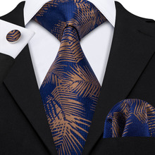 2018 8.5cm Blue Floral Neck Tie For Men Business Party 100% Silk Tie Set Barry.Wang Fashion Design Neckwear Dropshipping LS-5011 2024 - buy cheap