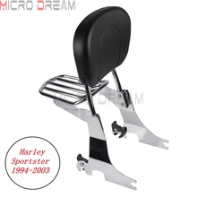 Для Harley Sportster XL883 XL1200 хромированные мотоциклы Bcakrest Sissy Bar Pad Съемная стойка для пассажирского багажа 1994-2003 2024 - купить недорого