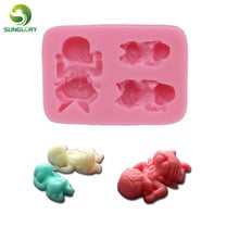 Molde de silicona 3D para Fondant de bebé, moldes infantiles de silicona para herramientas de decoración de pasteles, de silicona, 3 uds. 2024 - compra barato