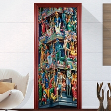 3D водонепроницаемые DIY настенные наклейки на дверь, настенный постер, наклейка на дверь из пвх, имитация аксессуаров для украшения дома, самоклеящееся искусство 2024 - купить недорого