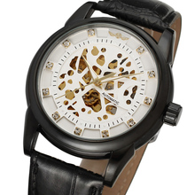 Winner Brand Luxury Royal Diamond Design Black Gold Clock Montre Homme Mens Clock Relogio Male Skeleton Mechanical Leather Watch 2024 - buy cheap