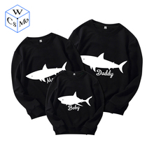 Dad Mama Shark Baby Papa Sweatshirts Pullovers Daddy Mommy Mom Cute Hoodies Tops Outerwears Sweatshirt Family Matching Outfits 2024 - buy cheap
