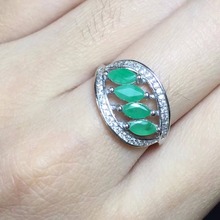 Uloveido Natural Emerald Ring, 925 Sterling Silver,Exaggerated Tree Leaf Rings,Wedding Engagement Jewellery Certificate FJ347 2024 - buy cheap