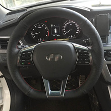 New Anti Slip Black Leather Steering Wheel Stitch on Wrap Cover For Hyundai Sonata 9th 2024 - buy cheap