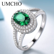UMCHO Luxury Emerald Gemstone Rings for Women Solid 925 Sterling Silver Wedding Party Engagement Elegant Dianna Party Jewelry 2024 - buy cheap