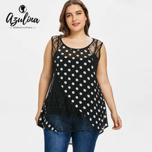 AZULINA Plus Size Polka Dot Lace Sheer Tank Top Summer Scoop Neck Sleeveless Ladies Tops Tees Women Tanks 2018 Big Size Clothes 2024 - buy cheap