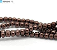 Doreen Box Coffee Round Glass Pearl Beads 4mm For DIY Bracelet Necklace Jewelry Making Findings Wholesale 82cm Long, 5 strands 2024 - buy cheap