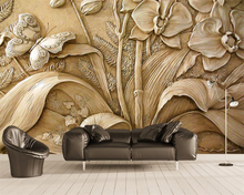 Beibehang-papel tapiz personalizado 3D en relieve, orquídea, mariposa, Fondo de TV, sala de estar, dormitorio, sofá, fondo Fresco 3d 2024 - compra barato