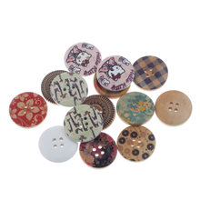 50pcs Mixed 25mm Round Wooden Buttons For Clothing Needlework Scrapbooking Wood Botones Decorative Crafts Diy Accessories 2024 - buy cheap