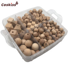 DIY Beech Series Nursing Boxed Beech Wooden Round Beads Polygonal Geometric Cube Beads For Baby Wooden Teether Necklace Teether 2024 - buy cheap