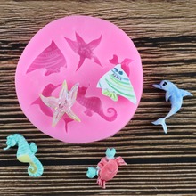 Molde de decoração de bolo, faça você mesmo, criaturas do mar, concha de estrelas, moldes de silicone para fondant, bolos, chocolate, faça você mesmo 2024 - compre barato