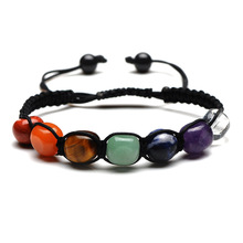 Rainbow 7 Chakra Bracelets Raw Nuggets Beaded Natural Amethysts Quartz Healing Balance Reiki Stone Adjustable Bracelets Womens 2024 - buy cheap