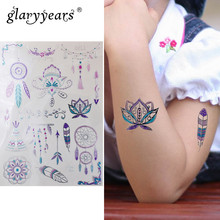 Временная тату-наклейка Glaryyears 15*21 см, Красочная искусственная татуировка с перьями, искусственная Водонепроницаемая маленькая боди-арт для мужчин и женщин 2024 - купить недорого