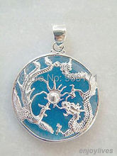 Free Shipping>>HSky-Blue stone White stone Dragon Sun Phoenix Pendant and Necklace 2024 - buy cheap