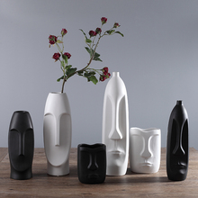 Китайская Современная керамическая ваза для свадебного украшения, домашний декор, украшение для гостиной, фарфоровая ваза, фигурная ваза в форме головы 2024 - купить недорого