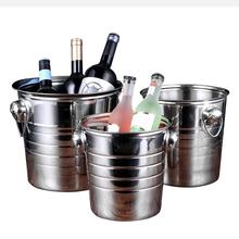 Cubo de acero inoxidable grueso para hielo, barra contenedora de fiesta, barril de champán y vino, plateado 2024 - compra barato